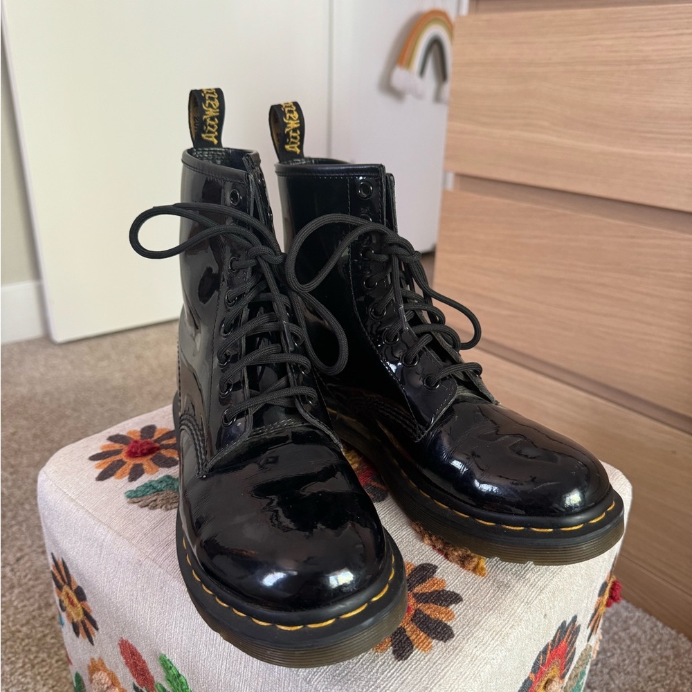 black shiny doc martens